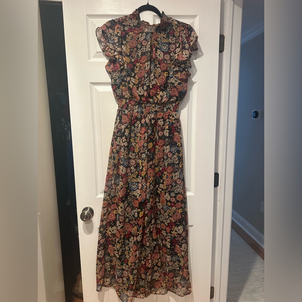 MSK Floral Print Ruffle Jump Suit